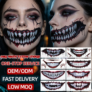 Custom Horror Mouth Smile Temporary <strong>Tattoo</strong> Factory Wholesale Realistic Scary <strong>Joker</strong> <strong>Tattoo</strong> for Cosplay - Product Image 1