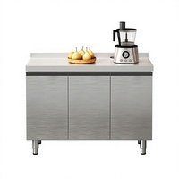 Armoires de cuisine modernes haut de gamme en acier inoxydable, modulaires, ignifuges, écologiques, anti-rouille, à texture métallique, à une seule ligne