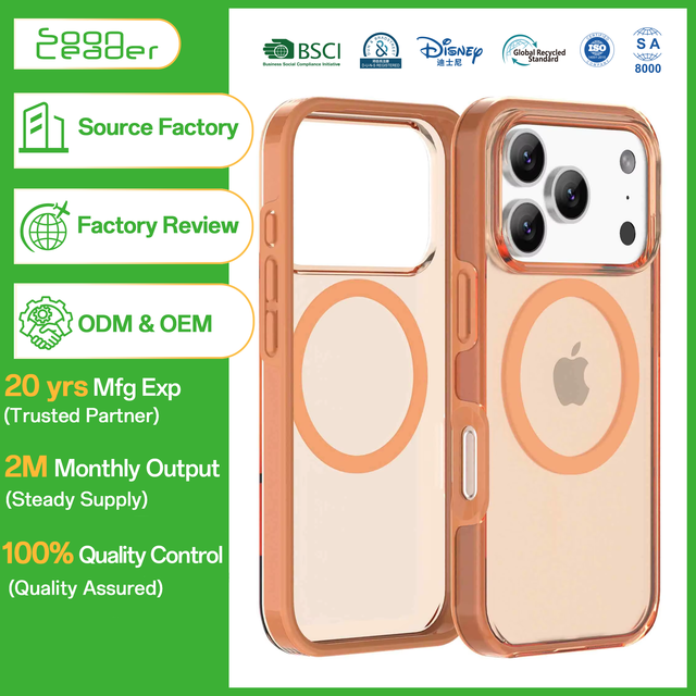 Custom Color Magnetic Phone Case - Clear TPU+PC Hybrid Cover for iPhone 17 Pro Max