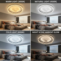 Lámpara de Techo Moderna con Ventilador y Textura Cristalina, Fácil de Instalar, Iluminación LED Decorativa, Montaje en Superficie, para Proyectos de Renovación de Casas Nuevas