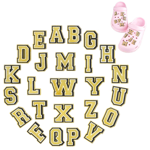 Nouvel arrivage de breloques de chaussures en PVC avec lettres dorées, chiffres alphabet, épingles à chaussures pour garçon <span class=keywords><strong>et</strong></span> fille - Product Image 1