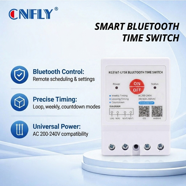CNFLY 16A 220V Wireless Remote Control Smart Timer Switch ABS 50Hz Mini Electronic Phone APP Control KG316T Timer Switch