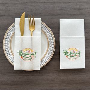 Одноразовые бумажные салфетки с индивидуальным логотипом, льняные салфетки, предварительно сложенные обеденные салфетки с карманом для столовых приборов - Product Image 3