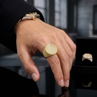Bague Hip Hop en Cuivre et Zircon, Bijou de Doigt Géométrique Pavé, Style Urbain Unisexe pour Soirées