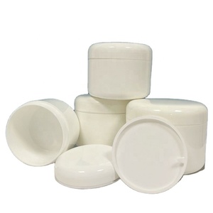 50g 100g 250g Skin Care Cream Cosmetic Packaging Plastic White Double Layer pp Plastic Cream Jar with Silver Gold Line - Product Image 1