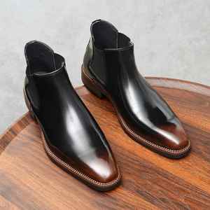 Botas de Hombre con Punta Cuadrada, Estilo Británico Retro, Casuales y Elegantes, Botas de Tobillo Formales de Negocios de Alta Calidad - Product Image 6