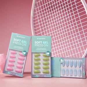 BTARTBOX Uñas Postizas Cortas Almendradas de Gel Suave Rosa de Color Sólido Liso para Verano, Venta al por Mayor, Puntas de Uñas a Presión - Product Image 1