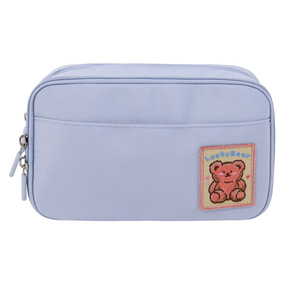 Trousse à crayons bleu clair personnalisable avec fermeture éclair et patch, idéale pour l'école et le bureau – Sac de papeterie au design soigné - Product Image 1