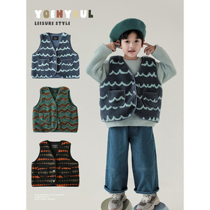 <span class=keywords><strong>Gilet</strong></span> d'hiver en velours pour enfants Garçons <span class=keywords><strong>Gilet</strong></span> coloré en tissu ondulé à double poche Plus <span class=keywords><strong>Gilet</strong></span> décontracté pour garçon - Product Image 4
