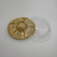 Ronde 6-delige plastic voedselcontainer, gedeeld transparant deksel verpakkingsdoos voor noten, gedroogd fruit en snoep
