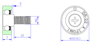Rodillo de cajón DR19 DR22 DR24 DR26 DR28 DR30 DR22 ruedas deslizantes de cajón de plástico POM - Product Image 3