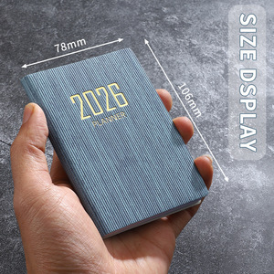 Agenda 2026 A7 en Inglés, Mini <span class=keywords><strong>Libreta</strong></span> de Cuero de Bolsillo, Planificador Diario de 365 Días, Calendario Anual y Semanal, Estilo Tapa Dura, en Existencia - Product Image 1