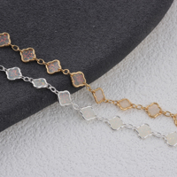 Chaîne à maillons trèfle émaillée 3+1 en or rempli 14K unique pour la fabrication de colliers, bracelets et accessoires de bijoux DIY permanents