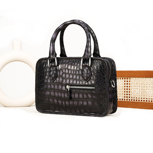 Sac à bandoulière/sac à main pour homme Zenos en cuir véritable à motif crocodile rétro, style professionnel, fermeture éclair, tendance, pour les déplacements et les voyages, compact - Product Image 1