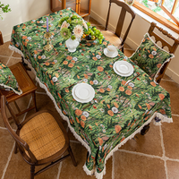 Nappe rectangulaire décorative vintage à franges et pompons, motif peinture à l'huile américaine, pour tables de salle à manger, tables basses et événements, vente en gros