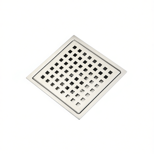 Desagüe de Ducha Cuadrado Moderno de 6 Pulgadas, Acero Inoxidable, Acabado Níquel Cepillado, para Hoteles - Product Image 1