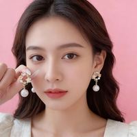 Boucles d'oreilles simples en zircon et perles, bijoux géométriques décontractés pour filles, accessoires de mode