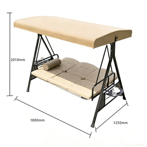 Sedia a Dondolo Moderna in Metallo per Esterni con Cuscini Impermeabili - Design a Doppio Dondolo per Cortile di Villa e Terrazza - 3 Posti - Product Image 6
