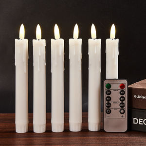 리모컨 LED 눈물 모양 왁스 시뮬레이션 촛불, 레스토랑 및 생일 장식용 건전지 작동 짧은 스템 양초 - Product Image 2