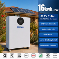 Sistema de Batería Solar Integrado de 12kW 16kWh 51.2V 314Ah con Función UPS, Conmutación de 10ms, Onda Sinusoidal Pura, Compatible con Red Eléctrica Doméstica