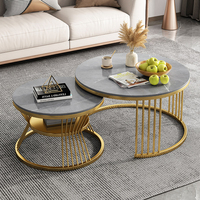 Table basse en métal, style nordique, ensemble de meubles modernes, table ronde d'appoint pour canapé, table à thé, table d'appoint de luxe en or, tables en marbre pour salon
