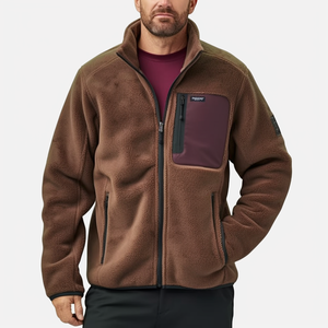 Custom Colorblock Patchwork Stand Collar Winter Warmer <strong>Sherpa</strong> Fleece <strong>Jacket</strong> <strong>for</strong> Men <strong>Women</strong> - Product Image 3