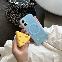 Support magnétique amusant en forme de fromage jaune pour téléphone, avec charge rapide, support extensible et fixation pour lit, compatible pour regarder des vidéos