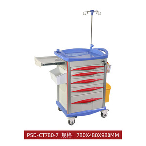 รถเข็นอเนกประสงค์สำหรับโรงพยาบาล PSD CT780 7  ขนาด 780x480x980 มม.  ทำจากพลาสติก พร้อมลิ้นชักที่ล็อคได้ - Product Image 1