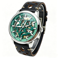 Montre de luxe pour homme, automatique, mécanique, sportive, résistante à l'eau, cadran squelette, aiguilles lumineuses, boîtier en acier inoxydable, authentique