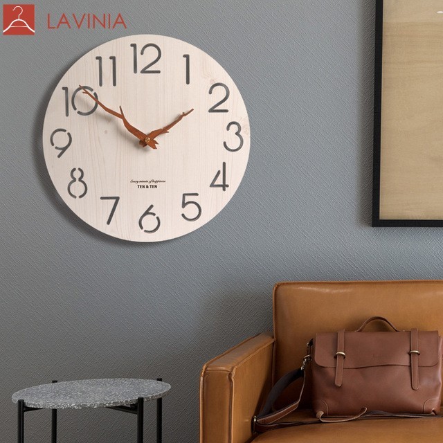 LAVINIA HOME Modern Minimalist Living Room Woodfashion Atmosphere Mute Nordic Clock Wooden  Home Decoration Wall Clocks