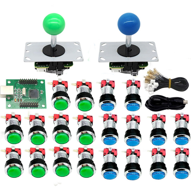 Arcade DIY Kit LED 28mm Push Button With Microswitch 5pin Joystick 1 & 2 Player USB Encoder for Game Machine
