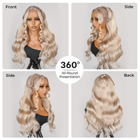 Alipearl - Peluca de Cabello Humano Virgen Remy 100% Transparente para la Parte Delantera, Ondulada, con Reflejos Rubio Ceniza, Pre-Trenzada, Sin Pegamento, con Capucha 13*4