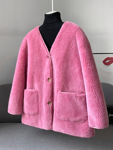 Cappotti Caldi in Pelle di Pecora per Donne e Ragazze, <span class=keywords><strong>Giacca</strong></span> in Lana d'Agnello, Soprabito Invernale Parka JT3322 - Product Image 3