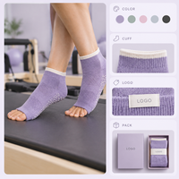 Chaussettes de studio antidérapantes à bout ouvert, coupe basse, avec grip intégral pour le pilates, ajustement parfait, gradation de taille, lavables