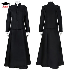Robe <span class=keywords><strong>de</strong></span> prêtre noire, vêtement religieux, <span class=keywords><strong>soutane</strong></span> noire - Product Image 1