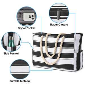Custom <b>Large</b> <b>Beach</b> <b>Bags</b> with Zipper Waterproof Sand Proof Swim Pool Tote <b>Bag</b> - Product Image 4