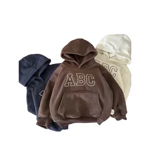 Sudadera con capucha de lana a la moda, Top y pantalones, conjuntos de ropa para niños pequeños, niños y niñas, letras bordadas, trajes deportivos de invierno