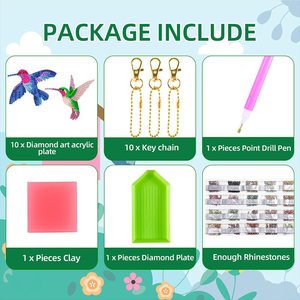 OCHOICE Vente en gros de porte-clés personnalisés en peinture diamant, motifs animaux, kits d'art diamant 5D, OEM ODM, cadeau artisanal DIY <span class=keywords><strong>pour</strong></span> adultes - Product Image 3