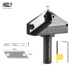 HOZLY 120 도 V-그루브 교체 가능한 블레이드 엔드 밀 12mm CNC 2 피리 목재 라우터 비트 삽입 스타일 조각 밀링 커터