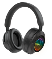 Casque audio supra-auriculaire Infinity Mirror avec éclairage LED RGB, faible latence, design RGB superposé, transducteur dynamique, annulation active du bruit (ANC)