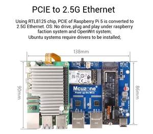 Carte de développement GGDX MPSD2.5GD pour <span class=keywords><strong>Raspberry</strong></span> Pi 5 avec lecteur de démarrage gratuit, extension PCIe G Ethernet SSD, compatible avec le boîtier BGA BCM2712 - Product Image 3