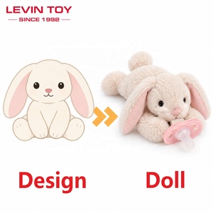 Doudou personnalisé en peluche : Oie douce blanche, porte-sucette, animal en peluche pour bébé, confort personnalisé - Product Image 5