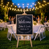 Tableau noir magnétique personnalisé en bois patiné écologique pour panneau de bienvenue de mariage, fête ou événement