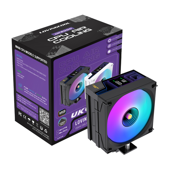 LOVINGCOOL Sale RGB CPU Cooler Speed and TEMP Display Screen 6 Heat Pipes 3/4PIN Copper Am4/5 LGA1200 Gamer Air Cooling Radiator