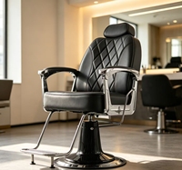 Chaise de coiffeur de style nordique noire, chaise de coiffure de luxe rotative pour femmes, en vente