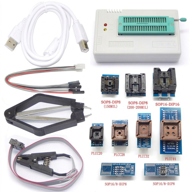Minipro T48 Replacement TL866II PLUS Programmer EEPROM +10 Adapters Extractor Clip Support NAND Flash AVR MCU GAL PIC SPI
