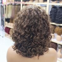 Cheveux vierges brésiliens Remy bouclés, mi-longs, entièrement faits à la machine # Blond Gingembre 4 Couleurs, Sans Colle, Vente en Gros, Personnalisé, 99j, Densité 250%