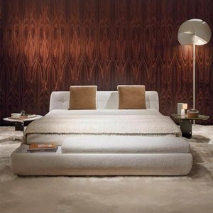 <span class=keywords><strong>Lit</strong></span> king-size en velours neige, design minimaliste italien haut de gamme, tendance, pour grand appartement spacieux - Product Image 3