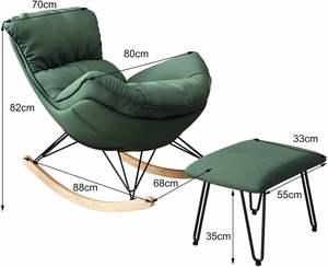 Ainopm Technology Modern Fabric Rocking Chair Matching <strong>Footstool</strong> <strong>Mid</strong> <strong>Century</strong> Art Deco Design Home Furniture Indoor Recliner - Product Image 4