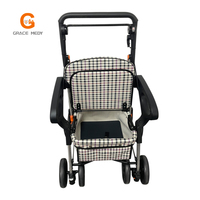 Chariot de shopping pliable pour personnes âgées avec siège pour personnes âgées